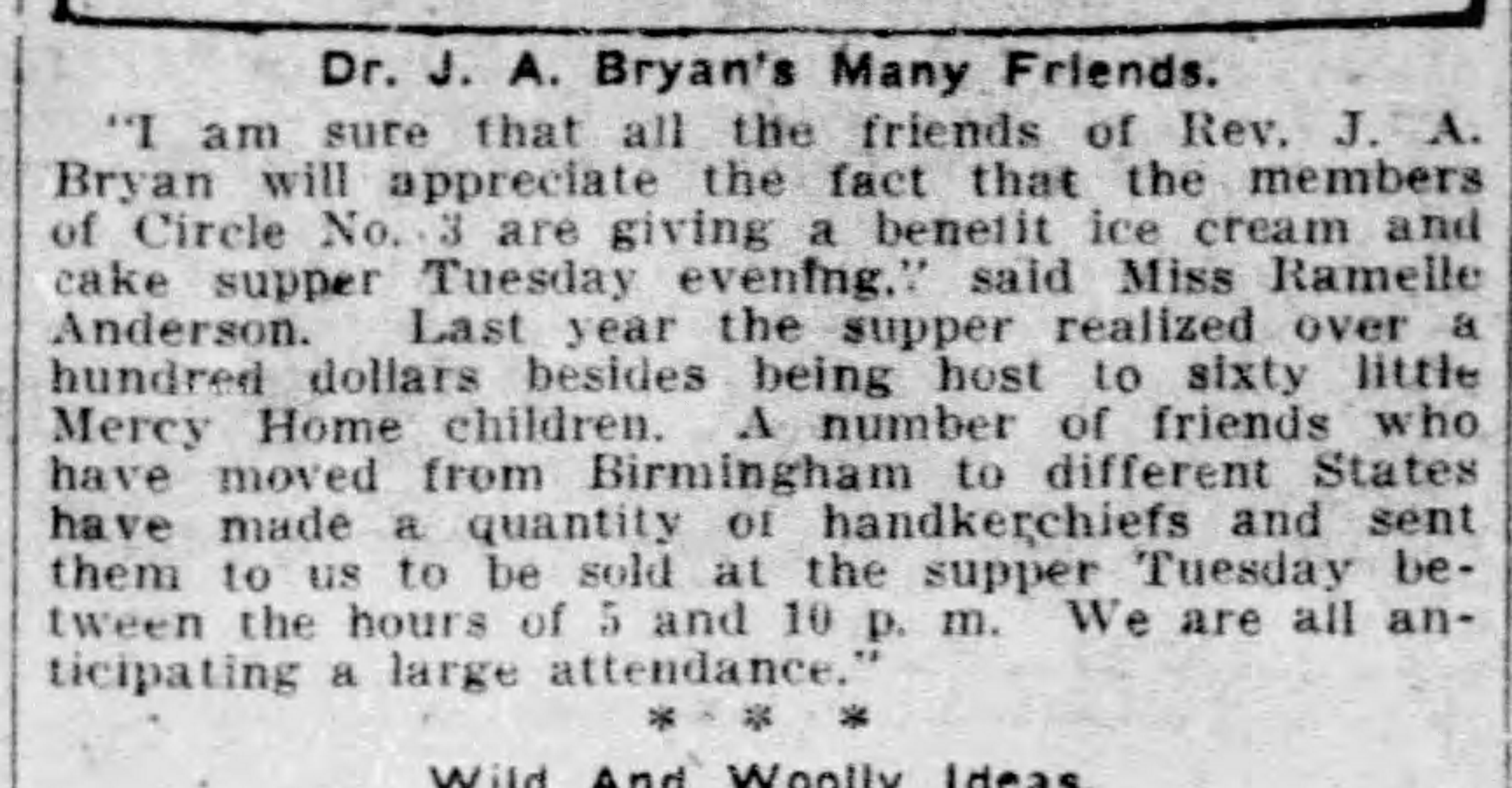 Dr. J.A. Bryan's Many Friends